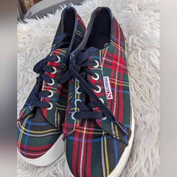 Superga Shoes - Superga Plaid Tartan Canvas Sneakers in Red, Green, Blue